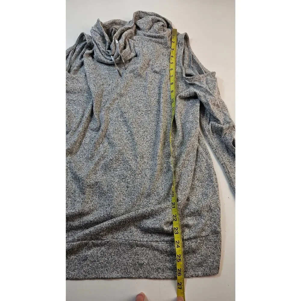 Cato active cold shoulder grey gathered hem cowl neck sz L large stretch comfort